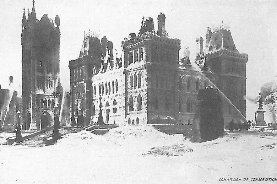 Canada's Parliament Buildings, Centre Block, destroyed by fire